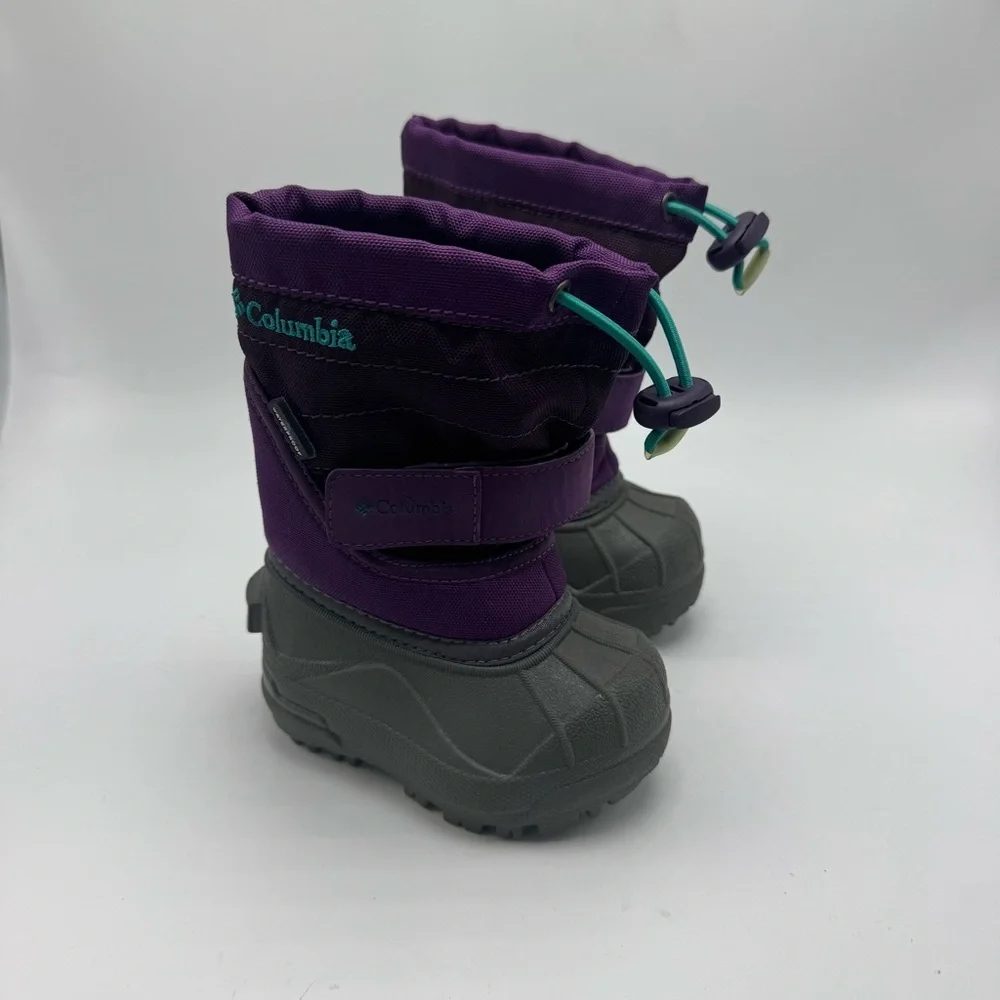 Columbia Powderbug Plus II Toddler Snow Boots Purple Gray Size 4 Winter Boot